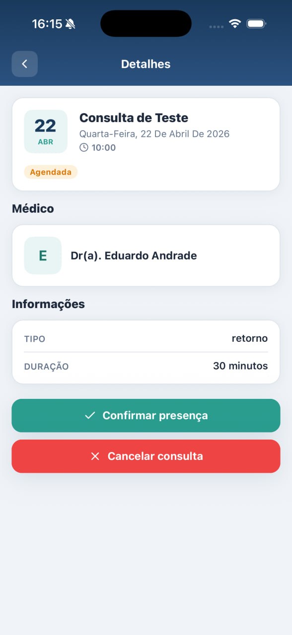 Detalhes de consulta no app EstelMed