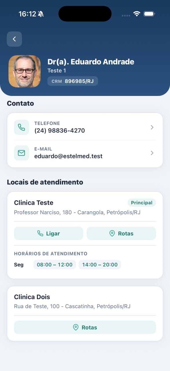 Perfil do médico no app EstelMed
